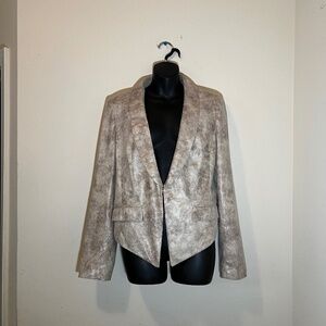 INC International Concepts Women’s Large Blazer Lined Multi Brown Snake Print Sh